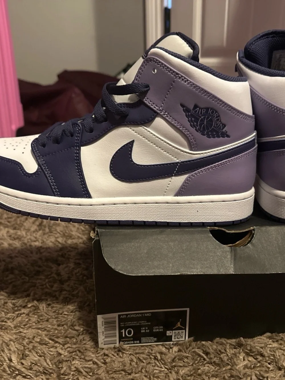 Jordan Navy and White Textile High-Top Sneaker